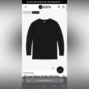 CUTS split hem long sleeve Henley